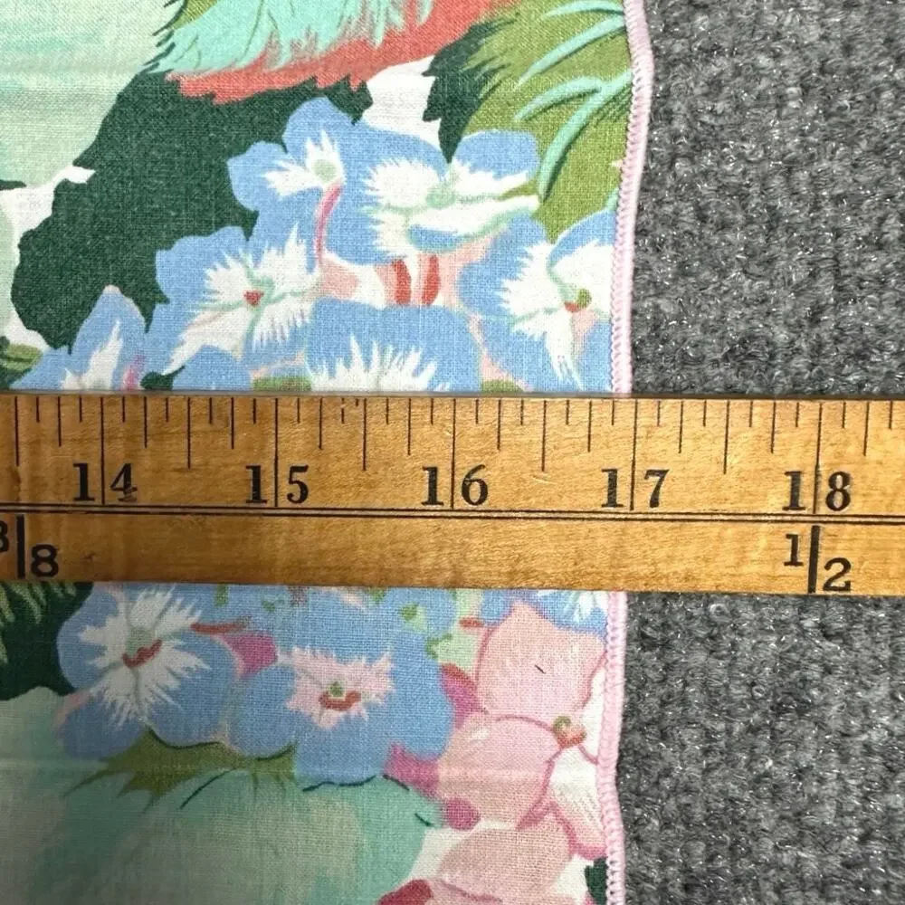 Vintage handmade dinner napkins geranium pastels set of 7 cottage granny floral